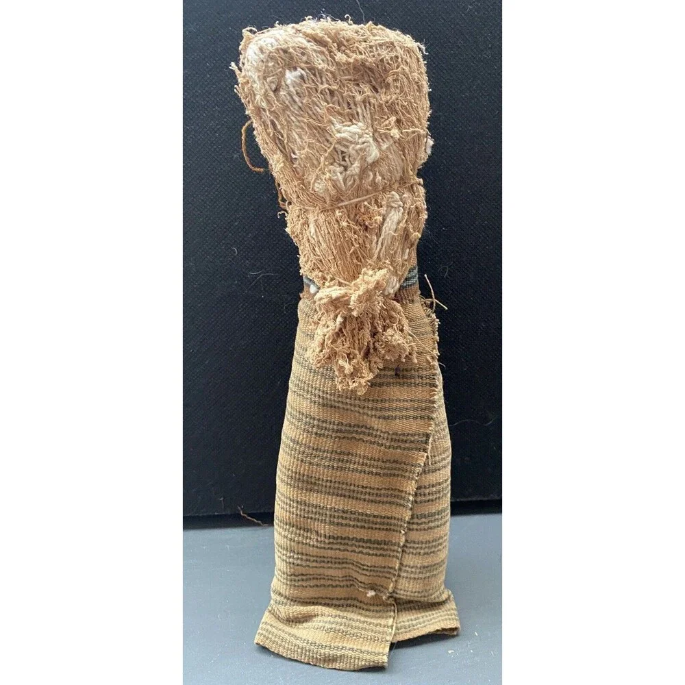 Feed Sack Corn Husk Vintage Folk Art Doll Handmade South America Mother Baby 9in